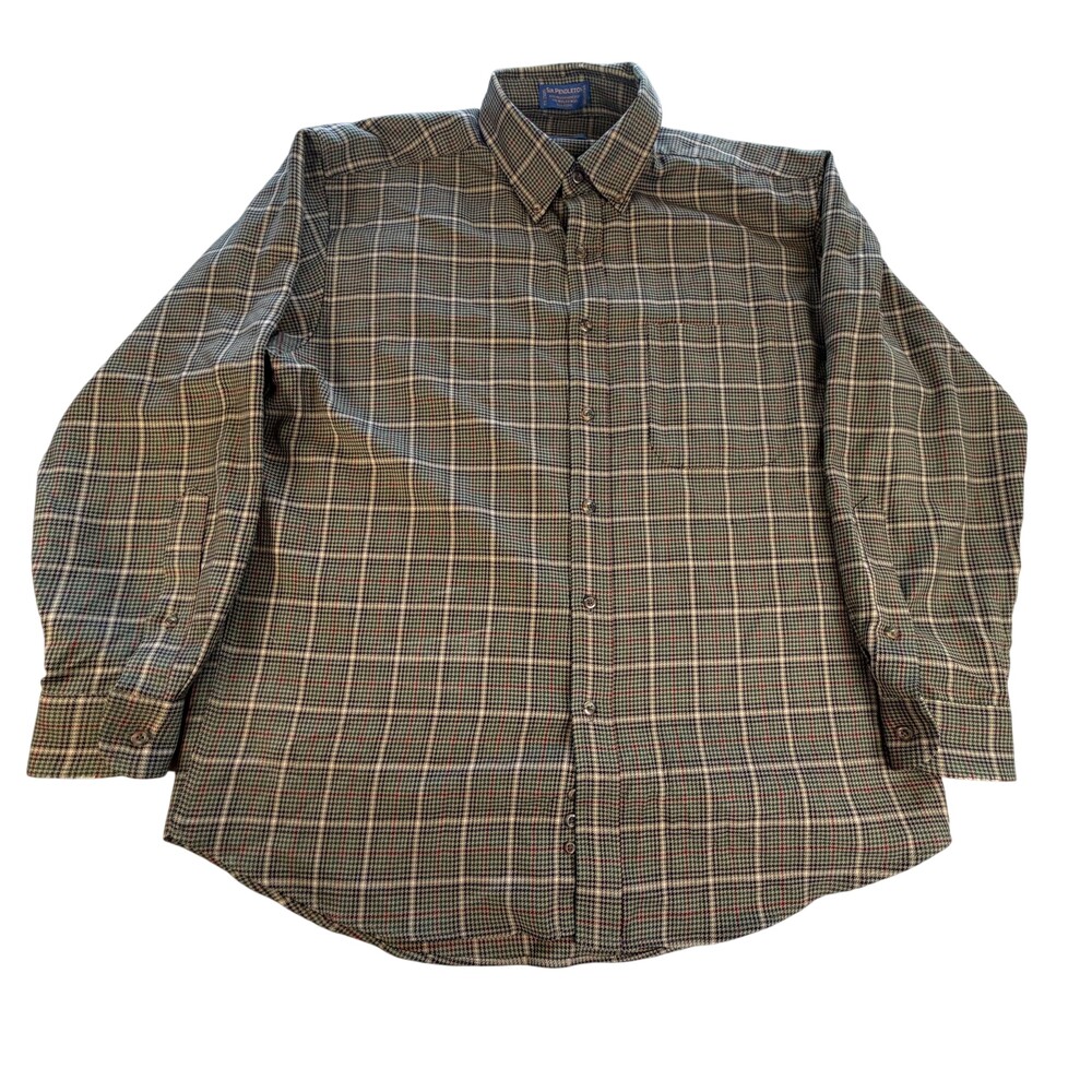 Sir Pendleton Shirt Mens Large Multicolor Plaid Wool Button Down Long Sleeve